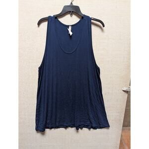 Popana Size XL Swing Tank Tunic Blouse Top Womens Blue Sleeveless Wide Arm Hole